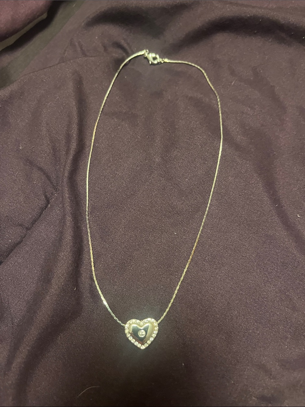Silver Heart Pendant Necklace with Crystal Halo